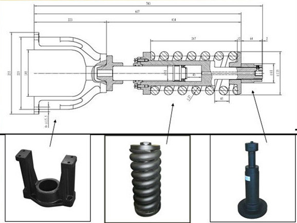 pc200 excavator track cylinder assembly